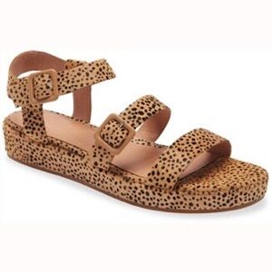“NEW” Madewell The Robin Platform Sandal in Spotted Calf Hair